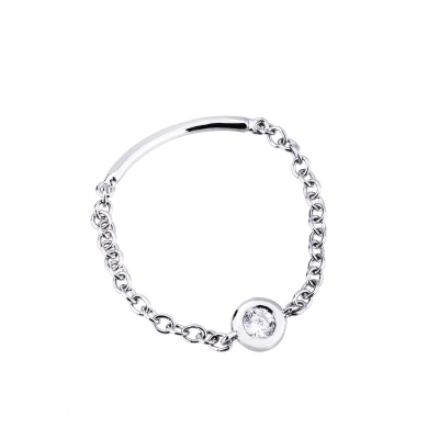 White gold 18k soft link ring with a 0,05 ct diamond 