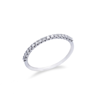 Half eternity ring with diamonds in white gold 18k