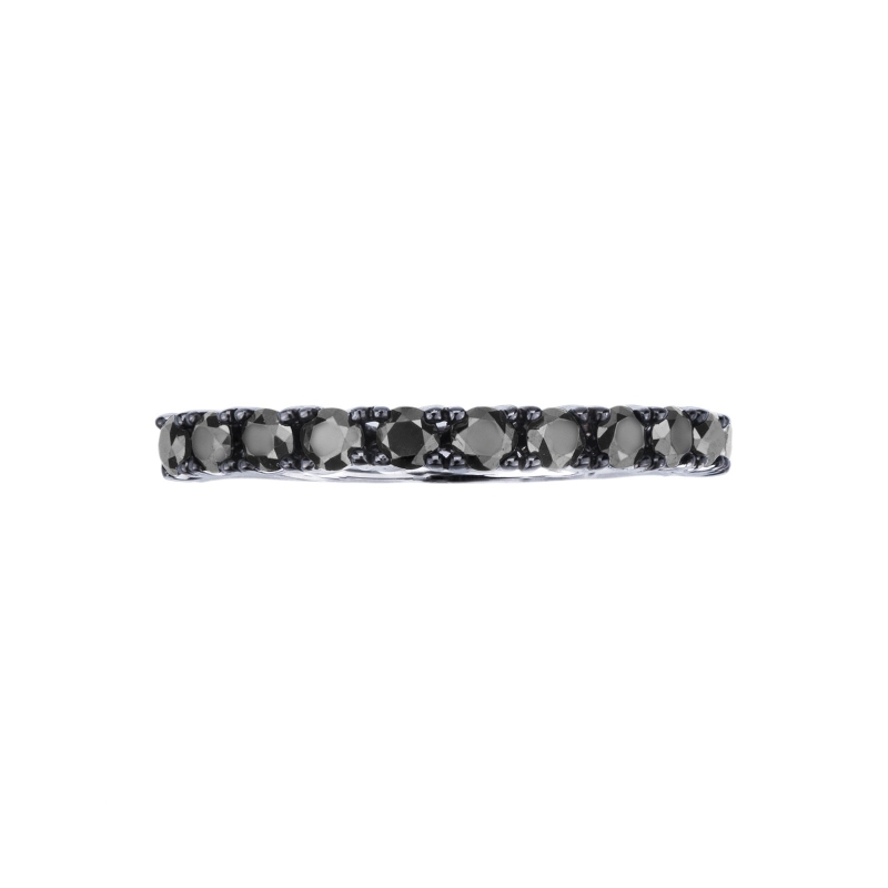 18k White gold half eternity ring with black diamonds 