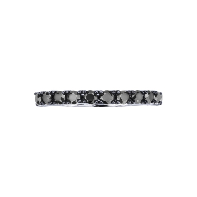 18k White gold half eternity ring with black diamonds 