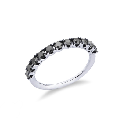 18k White gold half eternity ring with black diamonds 