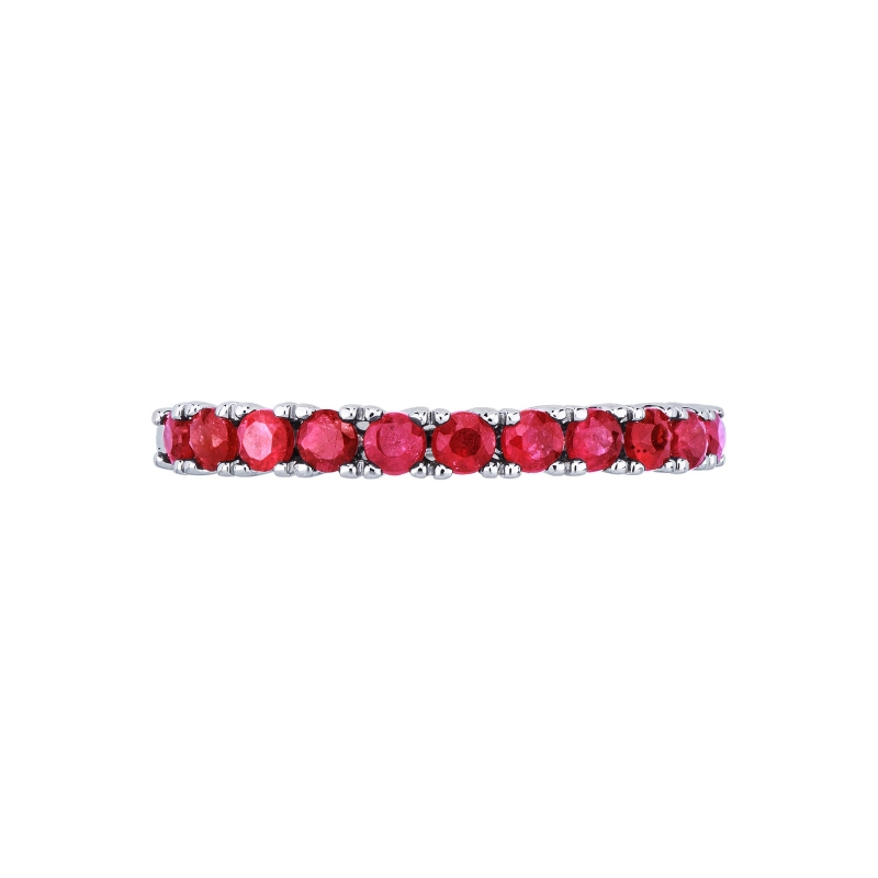 18k white gold half eternity ring with 11 rubies