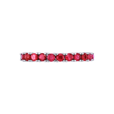 18k white gold half eternity ring with 11 rubies