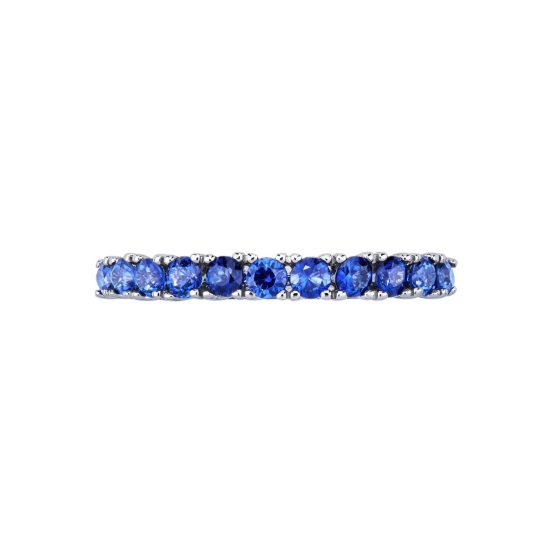 18k white gold half eternity ring with 11 blue sapphires