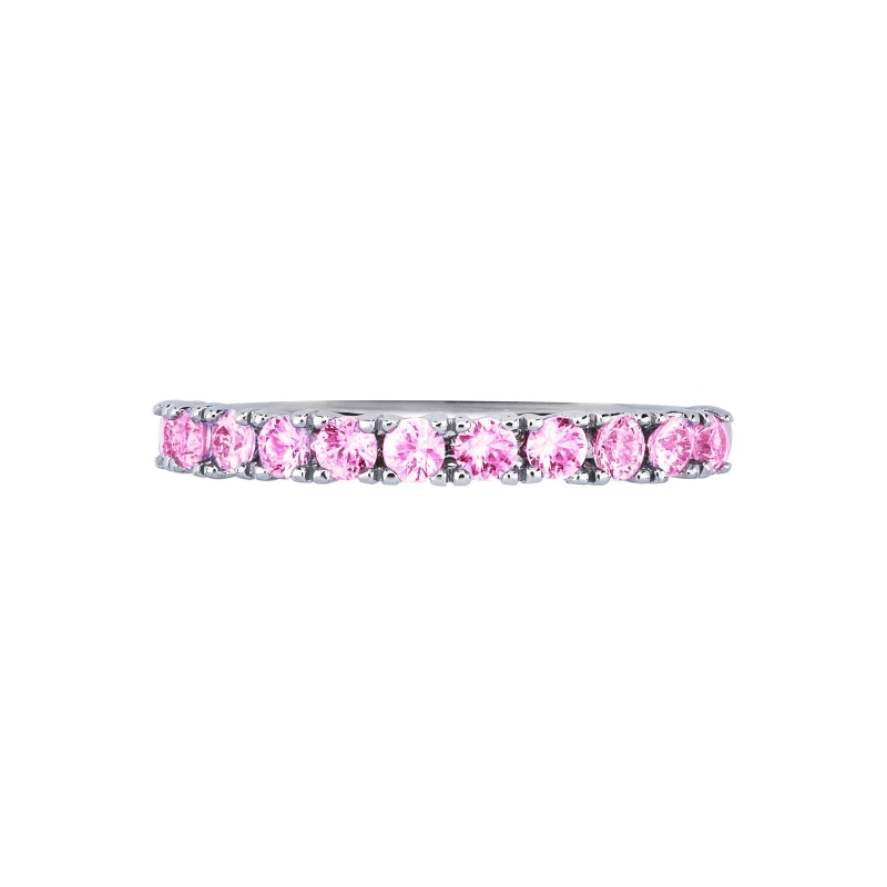 18k white gold half eternity with 11 pink sapphires