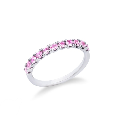 18k white gold half eternity with 11 pink sapphires