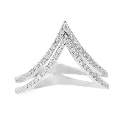 18k white gold ring with two rows of diamonds 