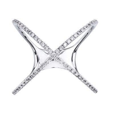 Criss cross white gold 18k with diamonds 