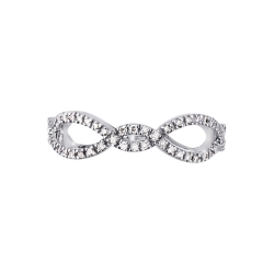 Braided wire ring white gold 18k with diamonds  2