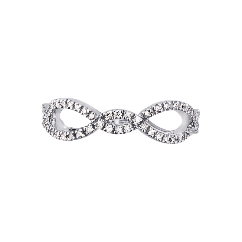 Braided wire ring white gold 18k with diamonds 
