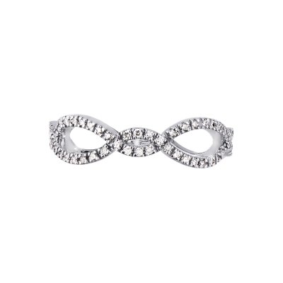 Braided wire ring white gold 18k with diamonds 