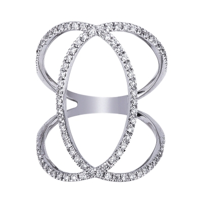 White gold 18k diamonds criss cross ring 