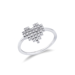 White gold 18k heart ring with diamonds 