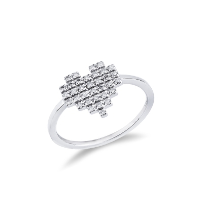 White gold 18k heart ring with diamonds 