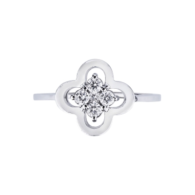 White gold 18k ring with diamonds stylized heart 