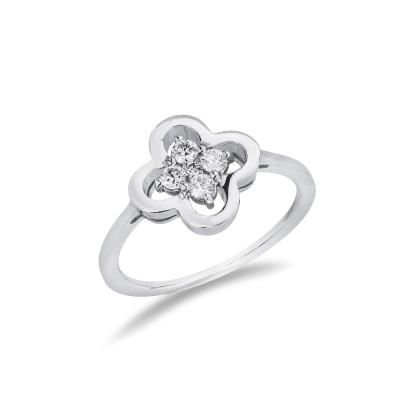 White gold 18k ring with diamonds stylized heart 