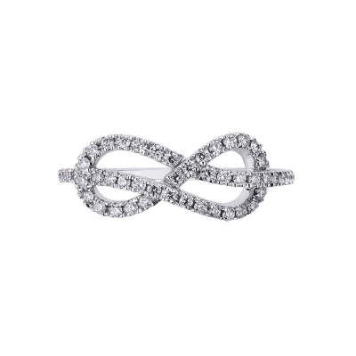 Diamond knot ring white gold 18k
