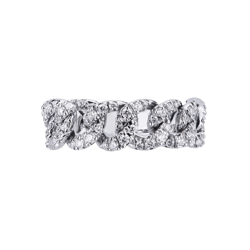 White gold 18k groumette ring with diamonds 