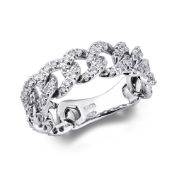 White gold 18k groumette ring with diamonds 