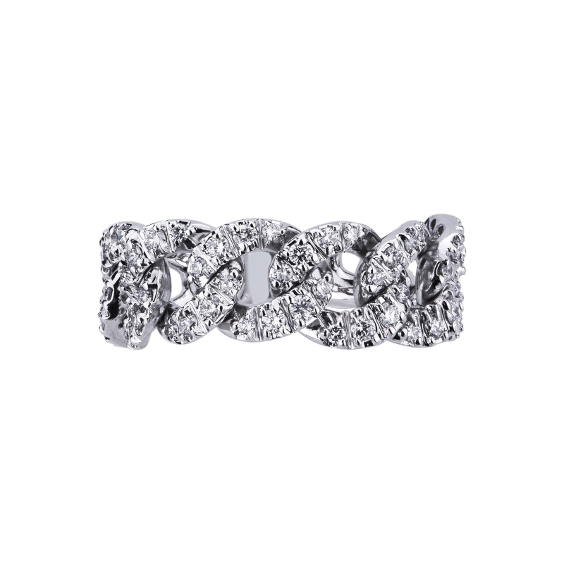 18k white gold groumette ring with diamonds 