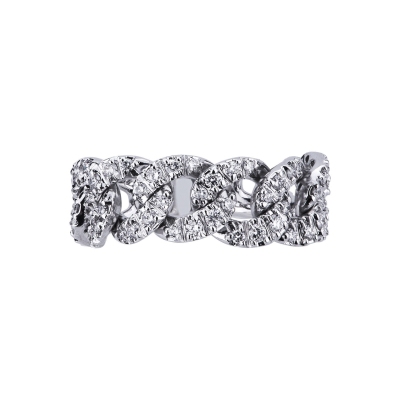 18k white gold groumette ring with diamonds 