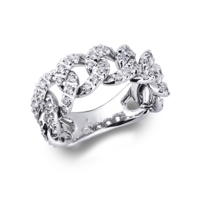 18k white gold groumette ring with diamonds 