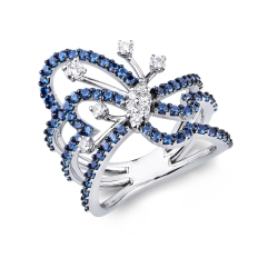 Orecchini A Farfalla In Oro Bianco 14k Con Topazio Blu, Naturali, Chiusura A Levetta, Regalo In Elegante Cofanetto