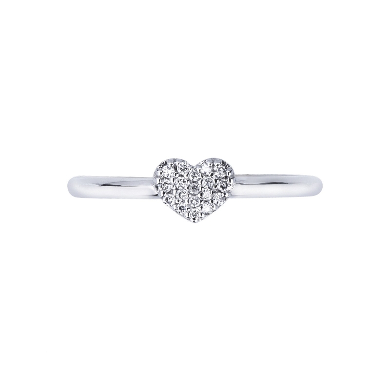 White gold 18k ring with diamonds heart 