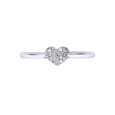 White gold 18k ring with diamonds heart 