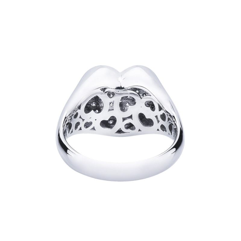 Diamonds pavé heart shaped ring in white gold 18k