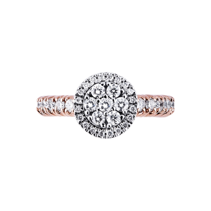 Elastic ring with diamonds in white and rosé gold 18k 