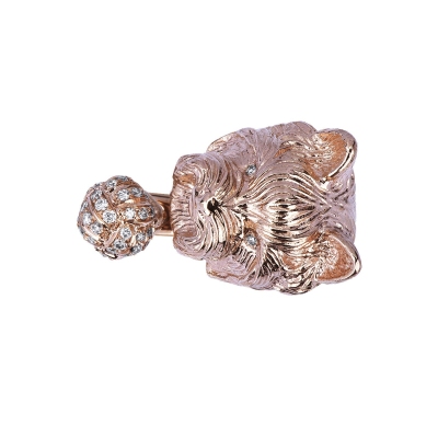 Rosé gold 18k ring with a maltese dog and diamonds 