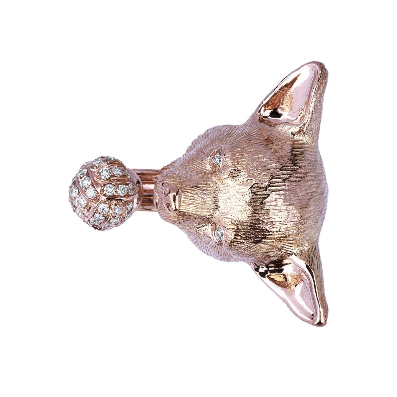 Rosé gold 18k chihuahua ring with diamonds 