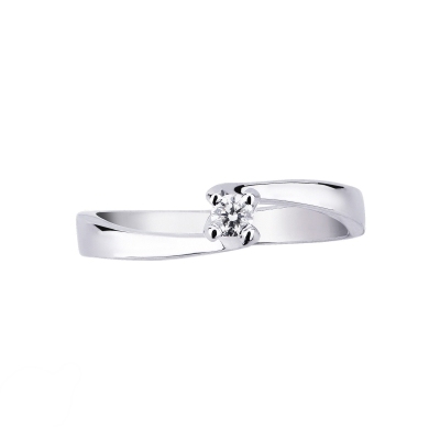 Anello Solitario Infinito 0,10 ct in Oro Bianco