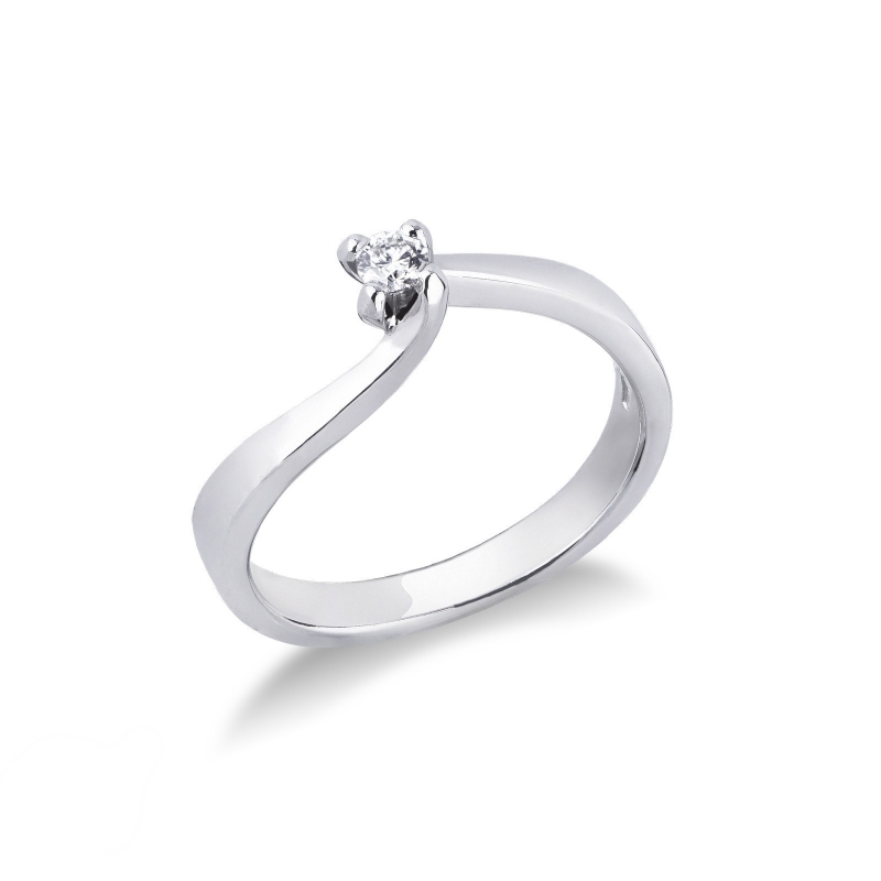 Anello Solitario Infinito 0,10 ct in Oro Bianco