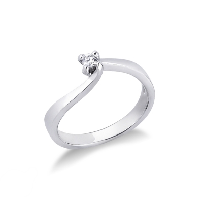 Anello Solitario Infinito 0,10 ct in Oro Bianco