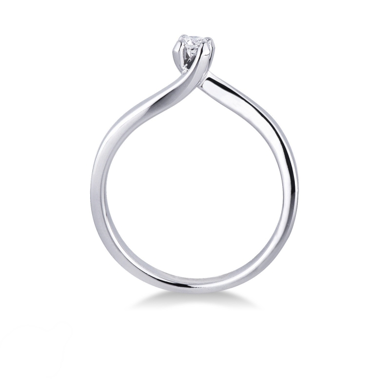 Solitaire ring in white gold 18k with diamond, 0,15 ct