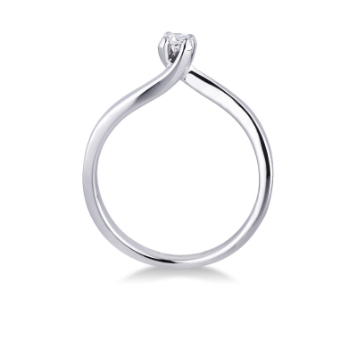Solitaire ring in white gold 18k with diamond, 0,15 ct