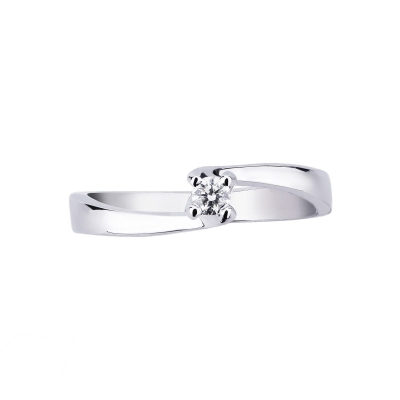 Solitaire ring in white gold 18k with diamond, 0,15 ct