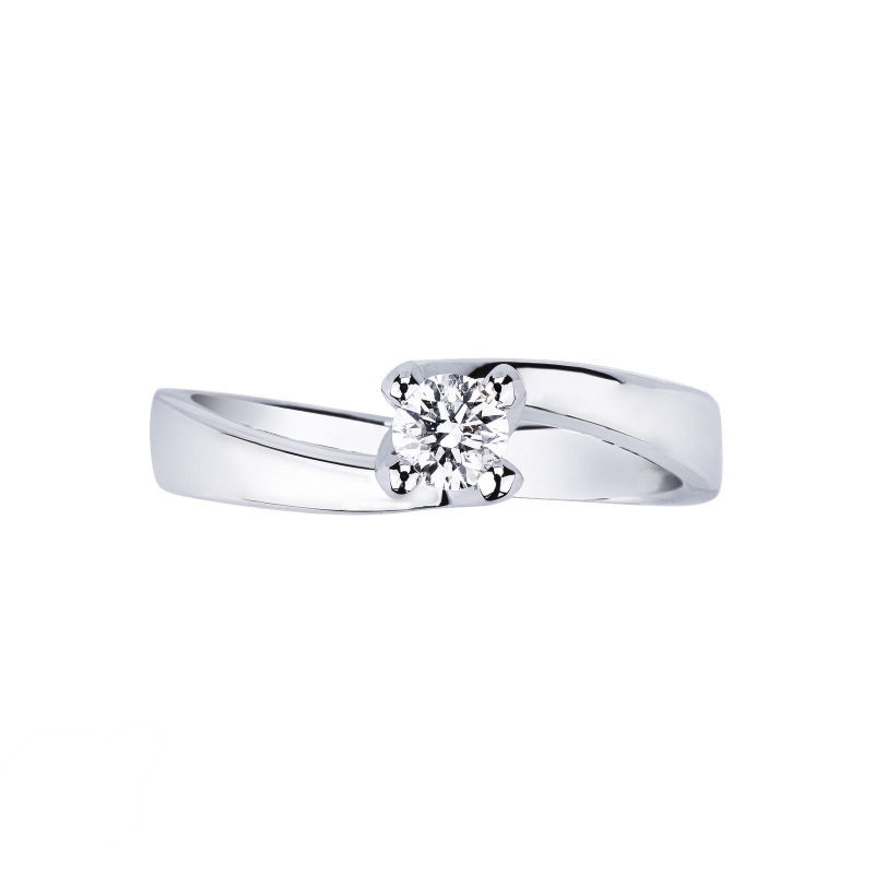 Solitario in oro bianco18k griffe a 4 punte con diamante 0,25 ct