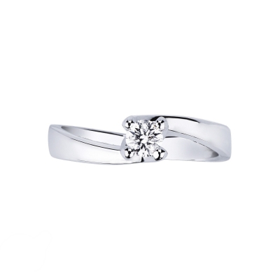 Solitario in oro bianco18k griffe a 4 punte con diamante 0,25 ct