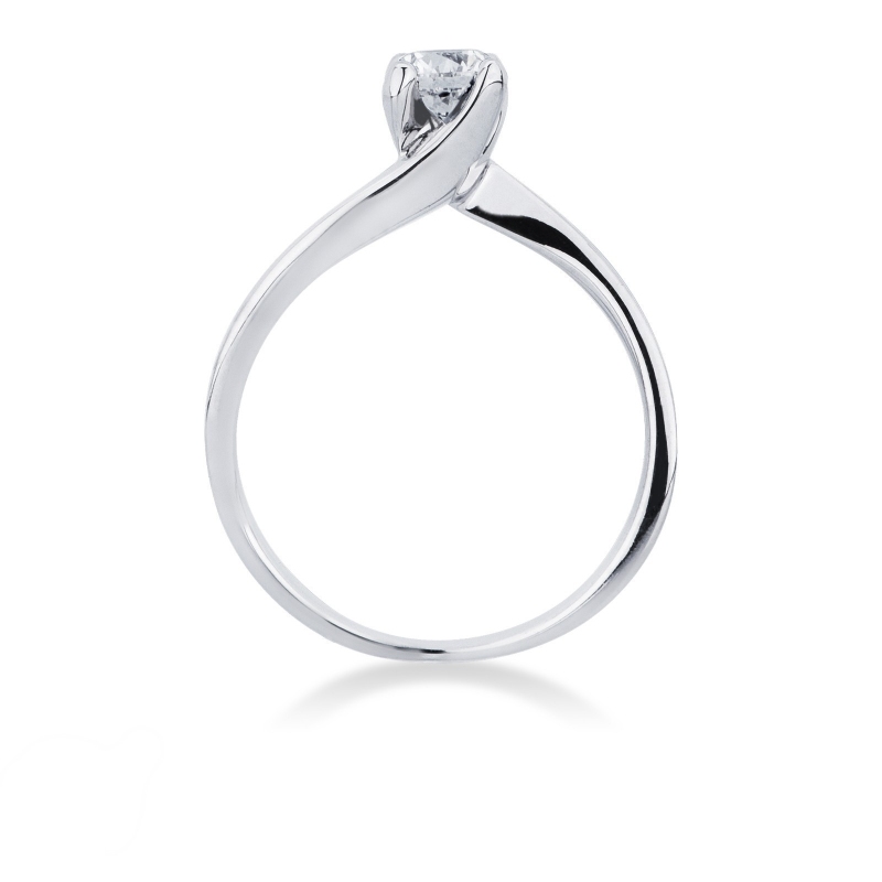 Solitario griffe a 4 punte in oro bianco 18k con Diamante 0,40 ct.