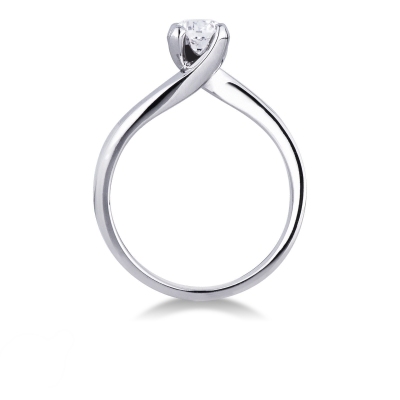 Anello Solitario griffe a 4 punte in oro bianco 18k con Diamante 0,50 ct.