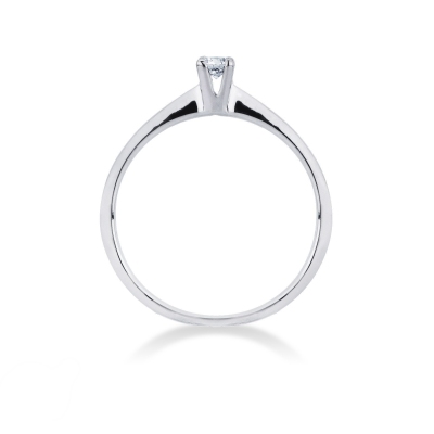 Solitario lineare a 4 punte in oro bianco 18k con Diamante ct. 0,10