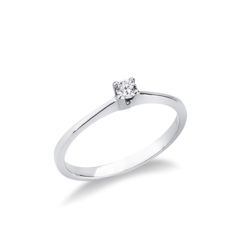 Anello Solitario Gioia 0,10 in Oro Bianco