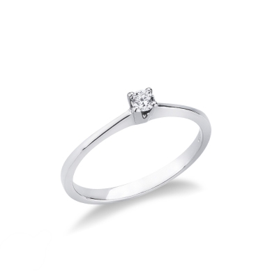 Anello Solitario Gioia 0,10 in Oro Bianco