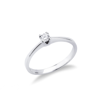 Anello Solitario 0,15 ct Gioia in Oro Bianco 