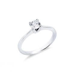 Solitaire ring in white gold 18k with diamond, ct 0,40