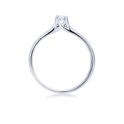 Thin 18k white gold solitaire ring with diamond