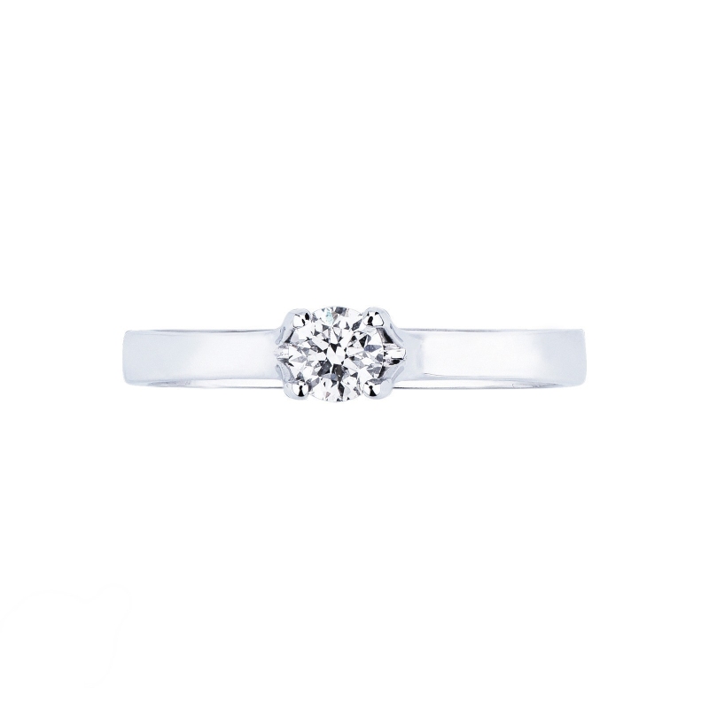 4 claw solitaire diamond ring 0,25 ct white gold 18k